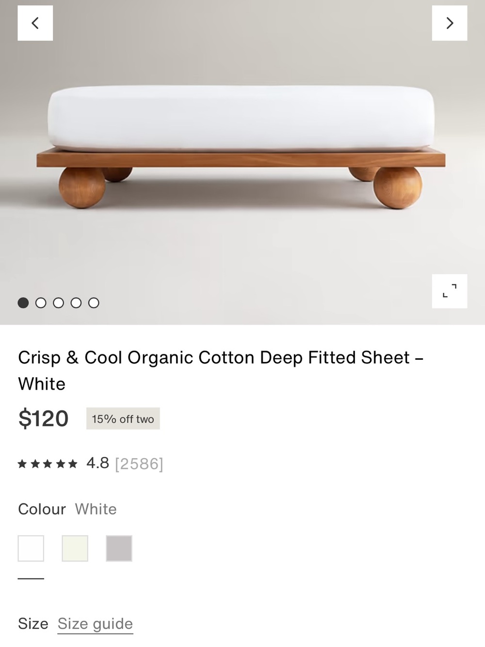 Rise & Fall Organic Luxury Fitted Sheet - White - King
